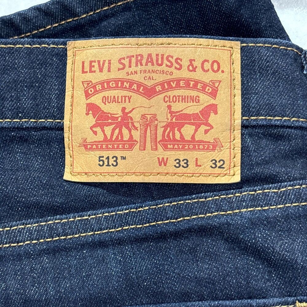Levi’s 513 Men’s Denim Jeans 33x32 Blue Dark Circle R Tag Slim Straight Pants - Picture 3 of 10